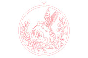 Hummingbird Floral Laser Cut SVG, an Object Graphic by DreamCafeArt (Thumbnail 3 of 3)