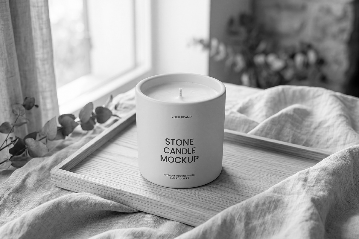 Stone Candle Jar Mockup, a Household Mockup by graphypix (Photo 4 of 4)