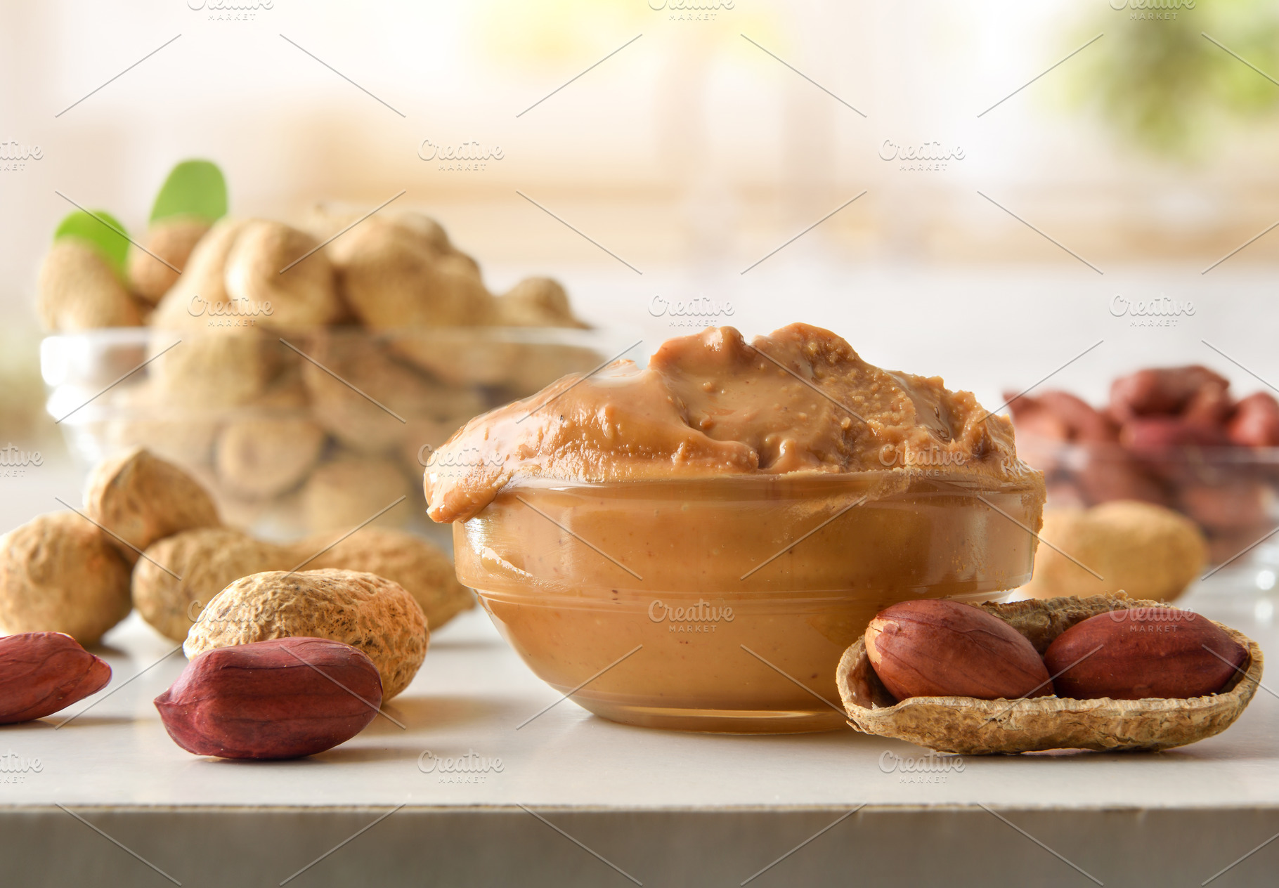 Detail of bowl filled with peanut butter on kitchen bench, a Food & Drink Photo by Davizro's Market