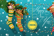 Christmas socks with gifts, a Decorative Illustration by Adamskyistudio (Thumbnail 2 of 3)