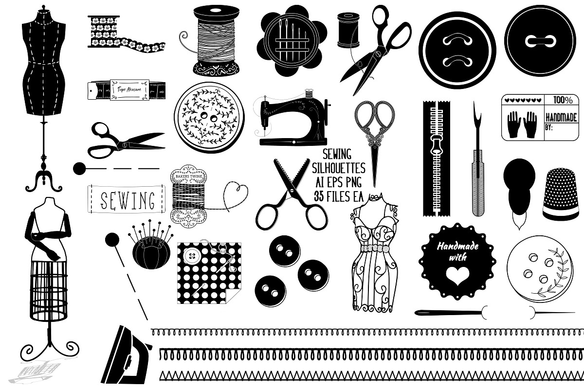 Sewing Silhouettes AI EPS PNG, an Illustration by FrankiesDaughtersDesign (Photo 1 of 4)