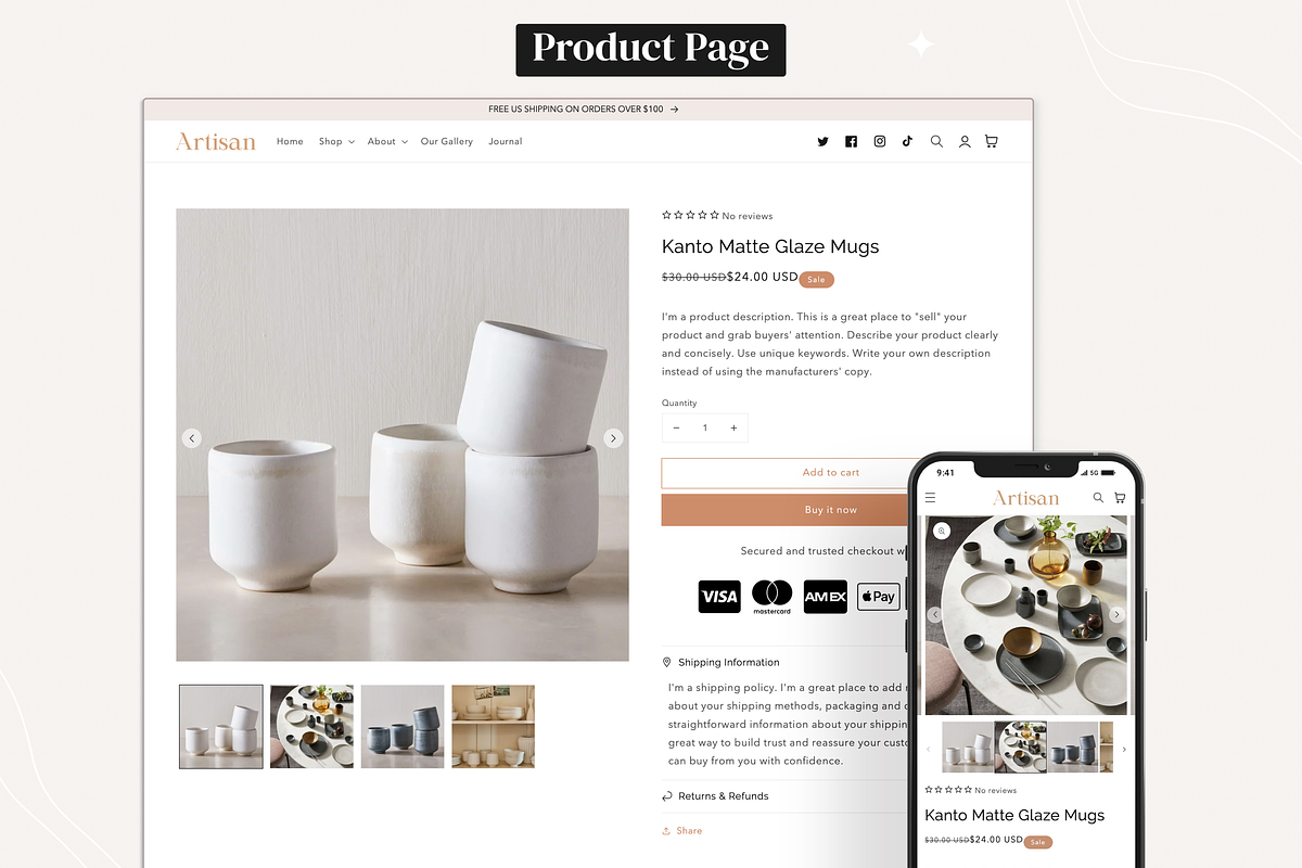 Artisan - Art & Crafts Shopify Theme, a Shopify Template by InspiredTheme (Photo 2 of 9)