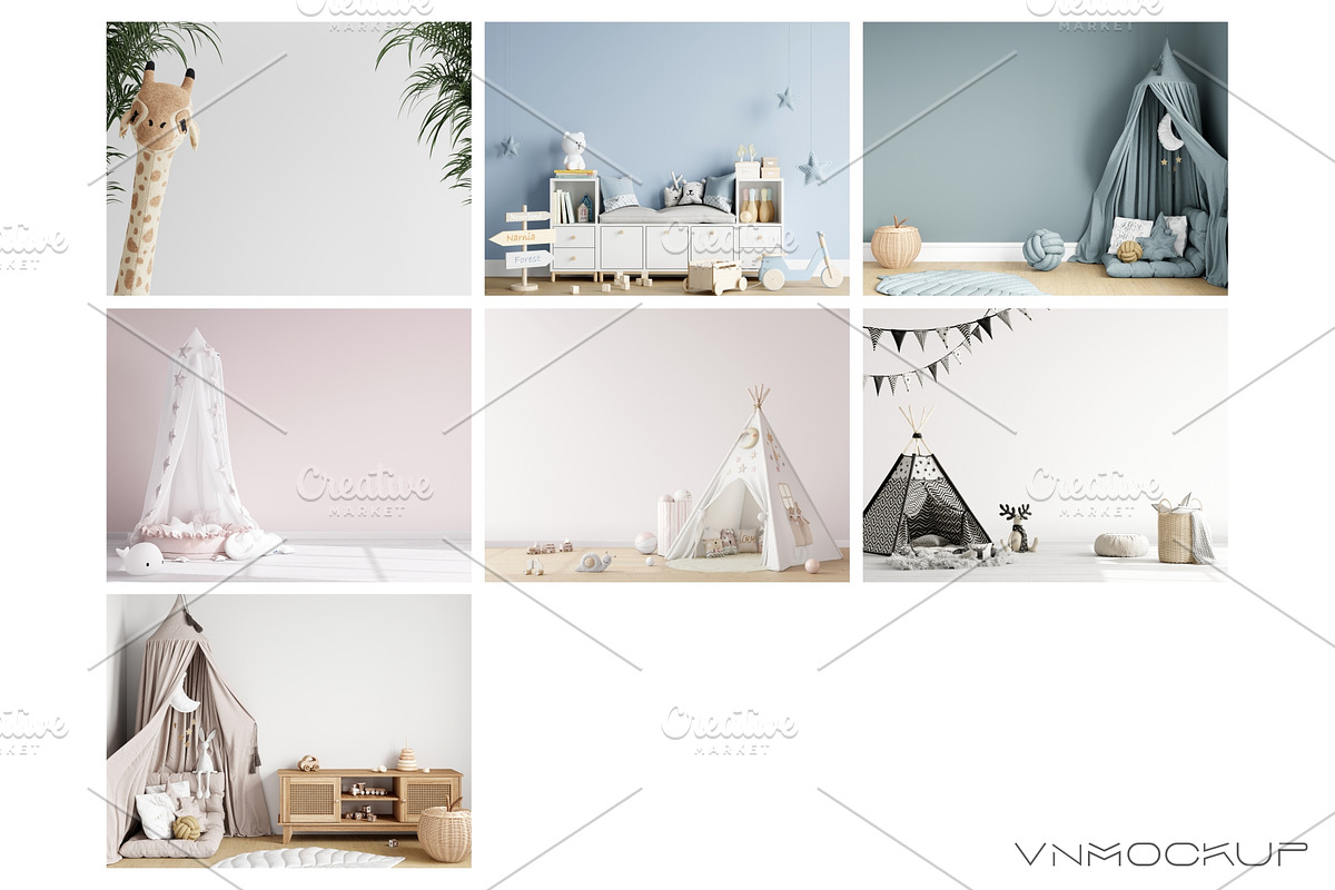 Kids Room Walls Bundle - 34 Mockups, a Print Template by VNmockup (Photo 5 of 8)