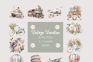 30 Vintage Vacation Png Clipart