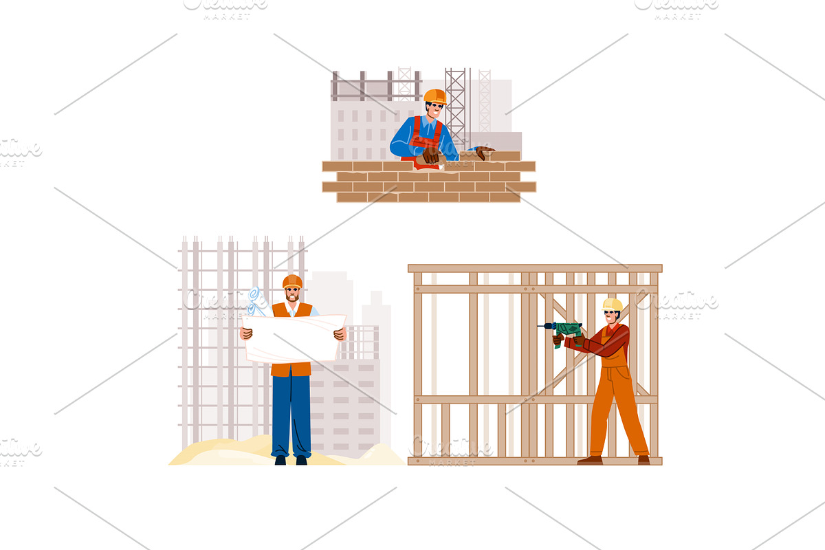 Construction workers developing, an Illustration by pikepicture