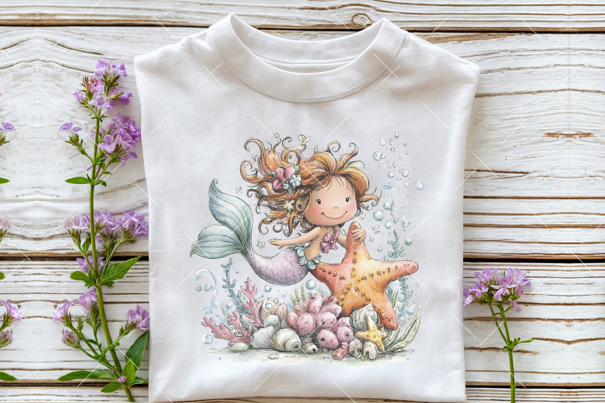 Whimsical Summer Mermaid Clipart, an Illustration by OK Design (Photo 6 of 6)