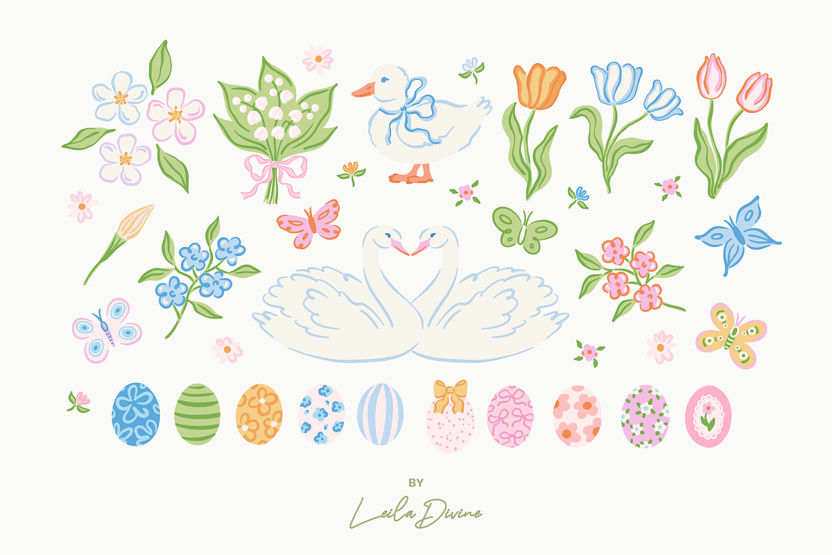 Spring Charm Clipart & Patterns, an Object Graphic by Leila Divine (Photo 6 of 17)