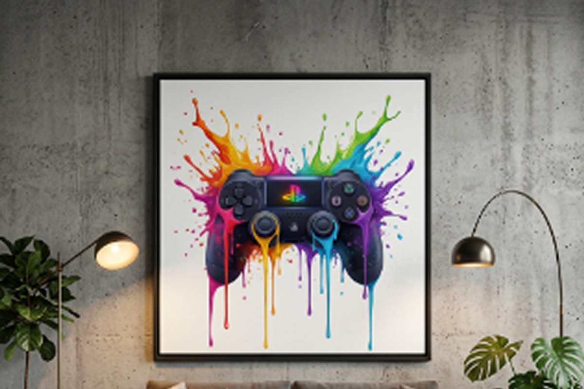 Rainbow Splash Game Controller, a Shirt Mockup by Vector Stall (Photo 9 of 15)