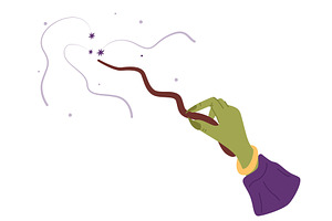 Witchs hand holds magic wand. Wizard, a Person Illustration by Vectorbuum