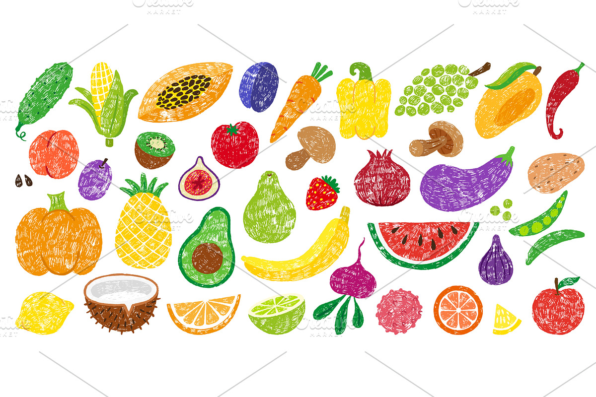 Children drawing vegetables and, a Food Illustration by Valerie Bodnar