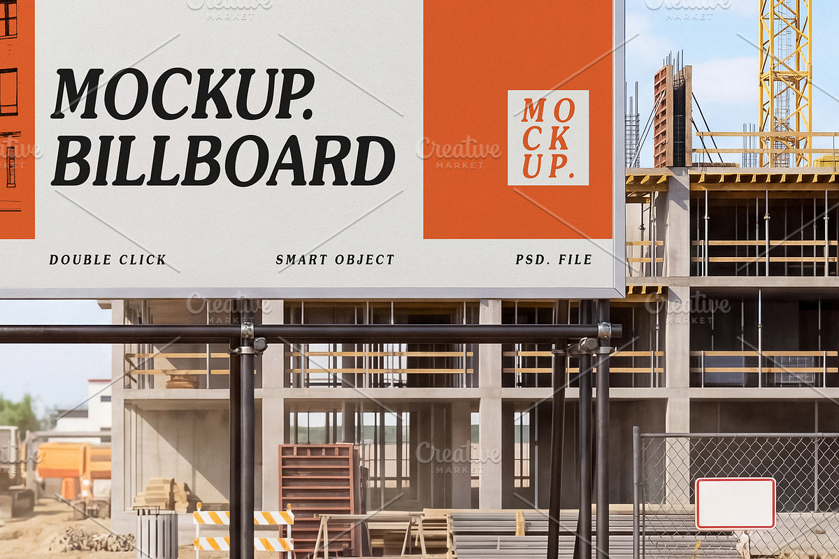3 Construction Site Billboard Mockup, an Advertising Mockup by smishura (Photo 3 of 8)