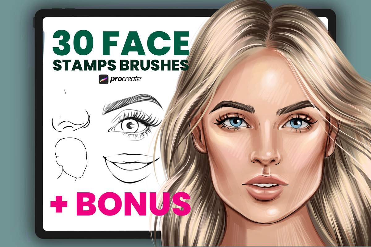 Face Stamp Brushes Procreate, a Brush Add-On by Procreate Market (Photo 1 of 8)
