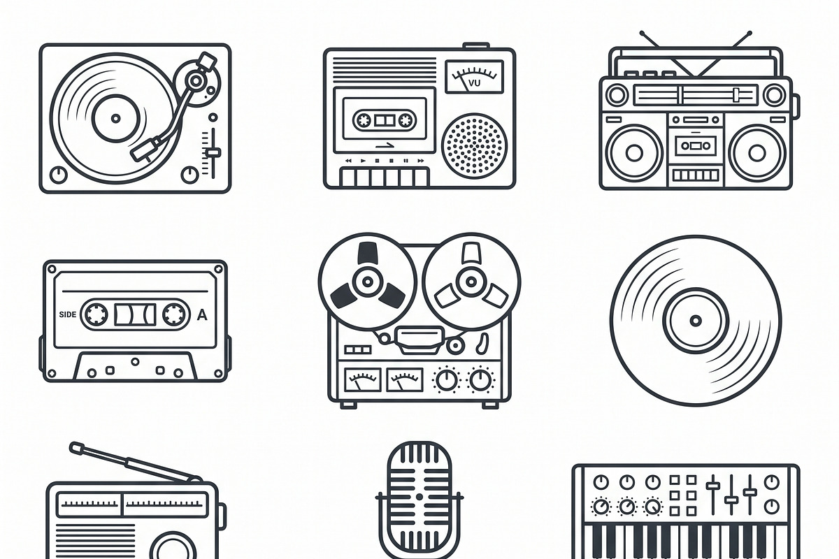 Bundles Vintage Music Outline Icons, an Outline Icon by adenpinkstore (Photo 2 of 5)