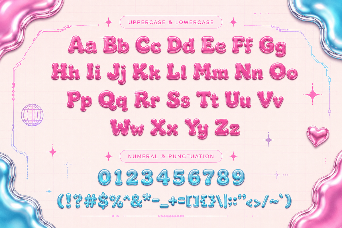 Luster Pop - Modern Y2K Techno Font, a Handwritten Font by overlaytemplates (Photo 4 of 5)