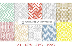 Geometric set of seamless patterns, a Pattern Graphic by RODINA