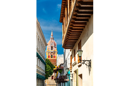 Cathedral tower above colonial, an Architecture Photo by Leonid Andronov