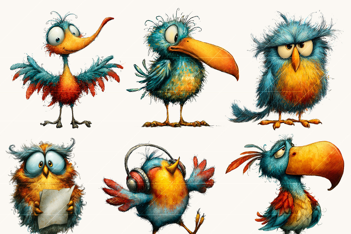 Whimsical Funny Birds Clipart, an Animal Illustration by Design Scotch (Photo 3 of 9)