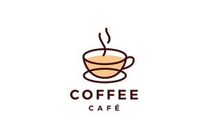 Coffee Cup Cafe Logo Vector Icon