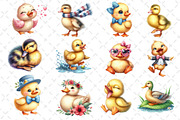 Watercolor Cute Little Ducks Clipart, an Illustration by Dream Creation (Thumbnail 2 of 4)