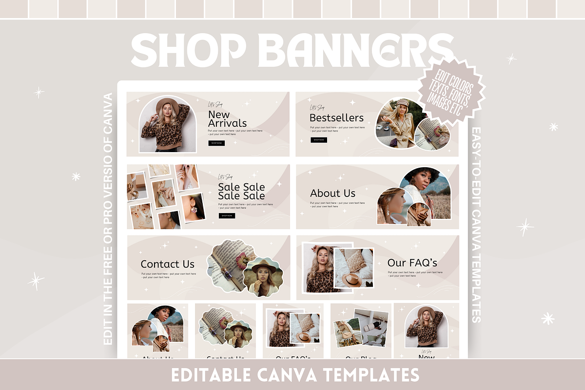 Neutral Boho Shop Banner Templates, a Shopify Template by SunshineStudioBoutique (Photo 1 of 9)
