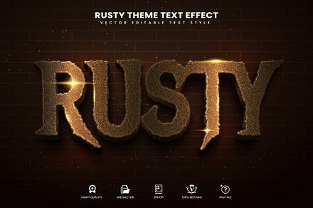 Rusty Theme Editable Text Effect