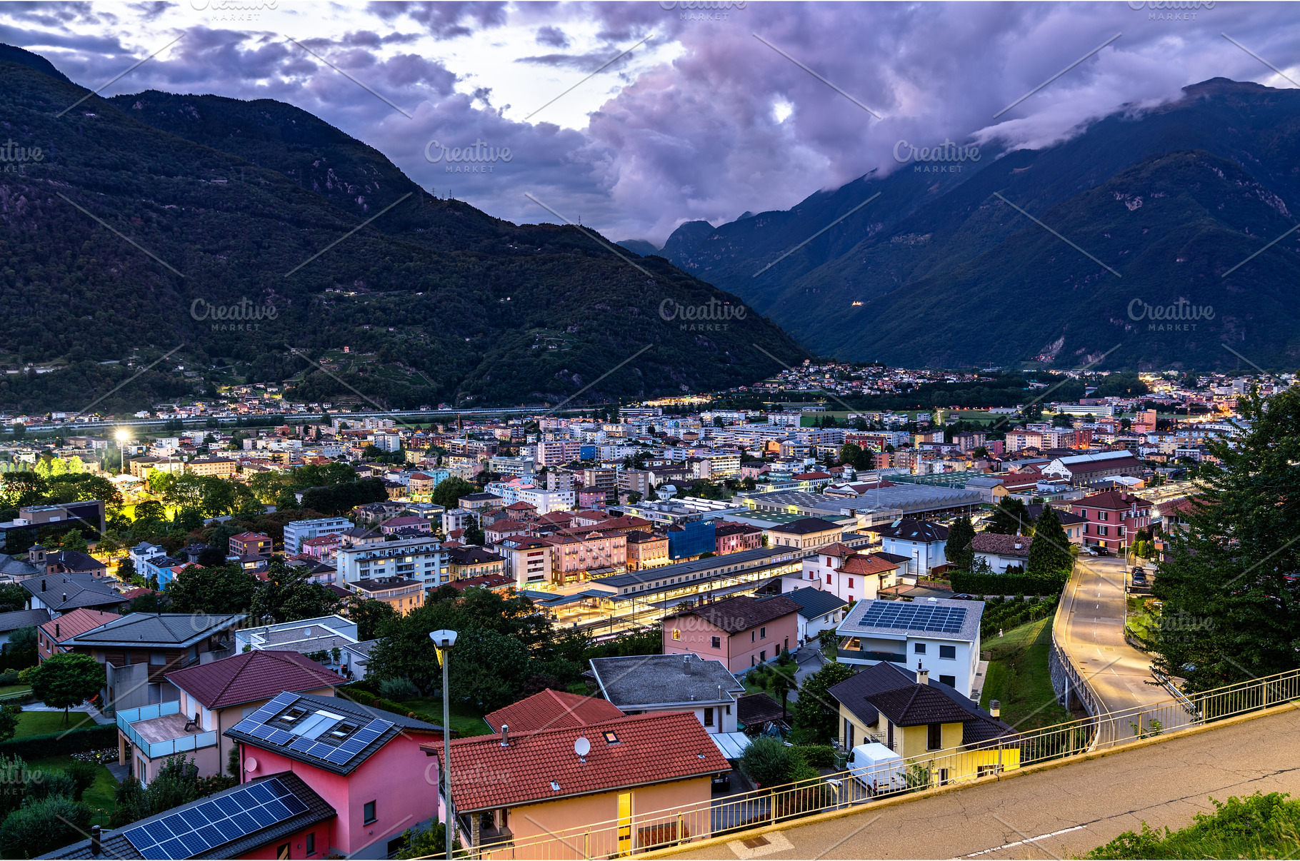 Cityscape of Bellinzona in the Swiss, an Architecture Photo by Leonid Andronov