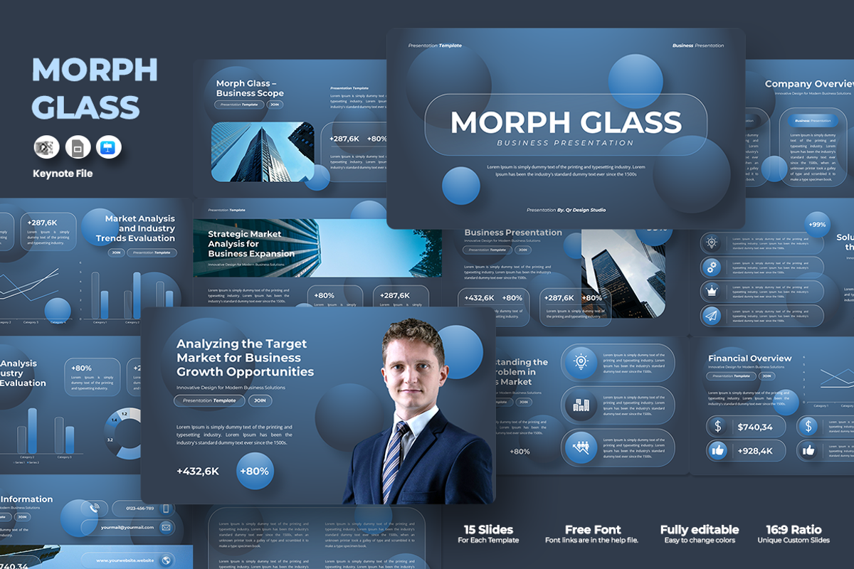 Morph Glass - Business Keynote, a Presentation Template by QR Design Studio (Photo 1 of 3)