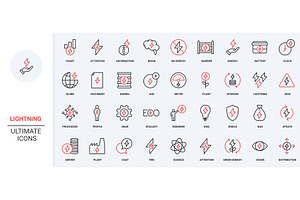 Lightning bolt signs energy icons, a Technology Illustration by Lemberg Vector
