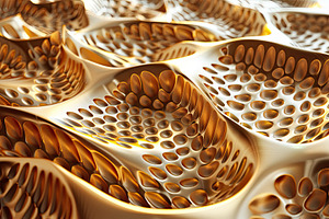 3D pattern on a glossy gold backgrou, a Photo by LOGOCREATIVE