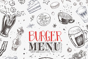 Burger menu. Hand-drawn, a Food Illustration by Margo Miller (Thumbnail 5 of 14)
