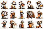 Whimsical Autumn Cat PNG Clipart, an Illustration by OK Design (Thumbnail 3 of 6)