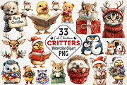 Cute Christmas Critters Clipart, an Illustration by RobertsArt (Thumbnail 1 of 7)