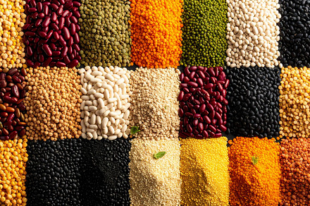 mixed legumes top flat view AI generated