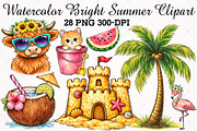 Watercolor Bright Summer Clipart Set, an Illustration by RobertsArt (Thumbnail 1 of 5)