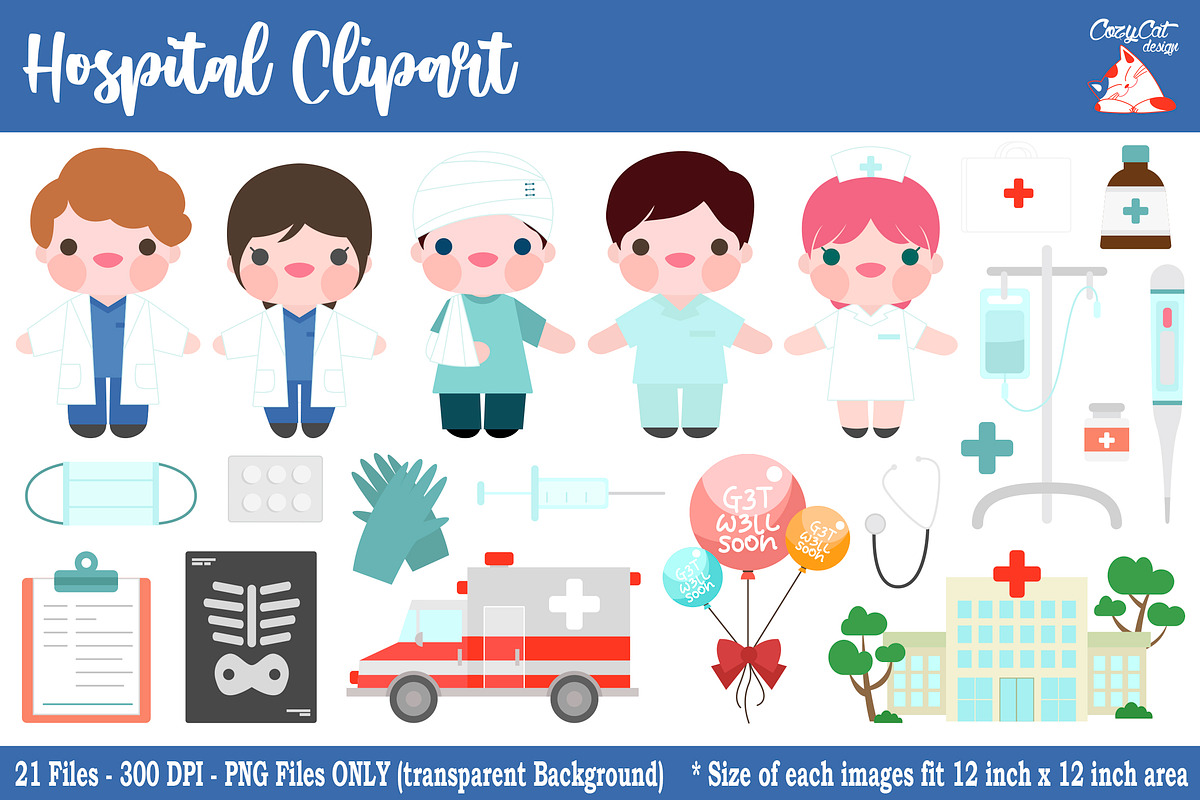 Hospital Clip Art, an Education Illustration by Cozy Cat Design (Photo 2 of 3)