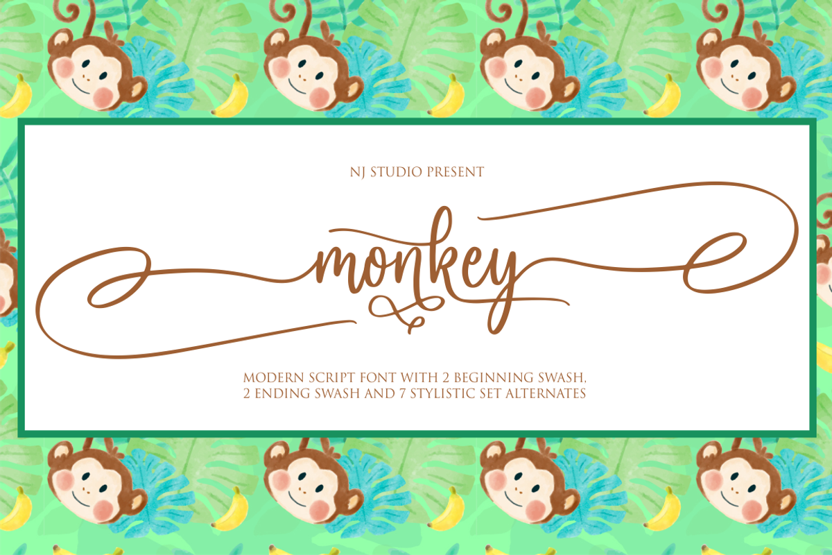 monkey, a Script Font by NJ Studio (Photo 1 of 10)