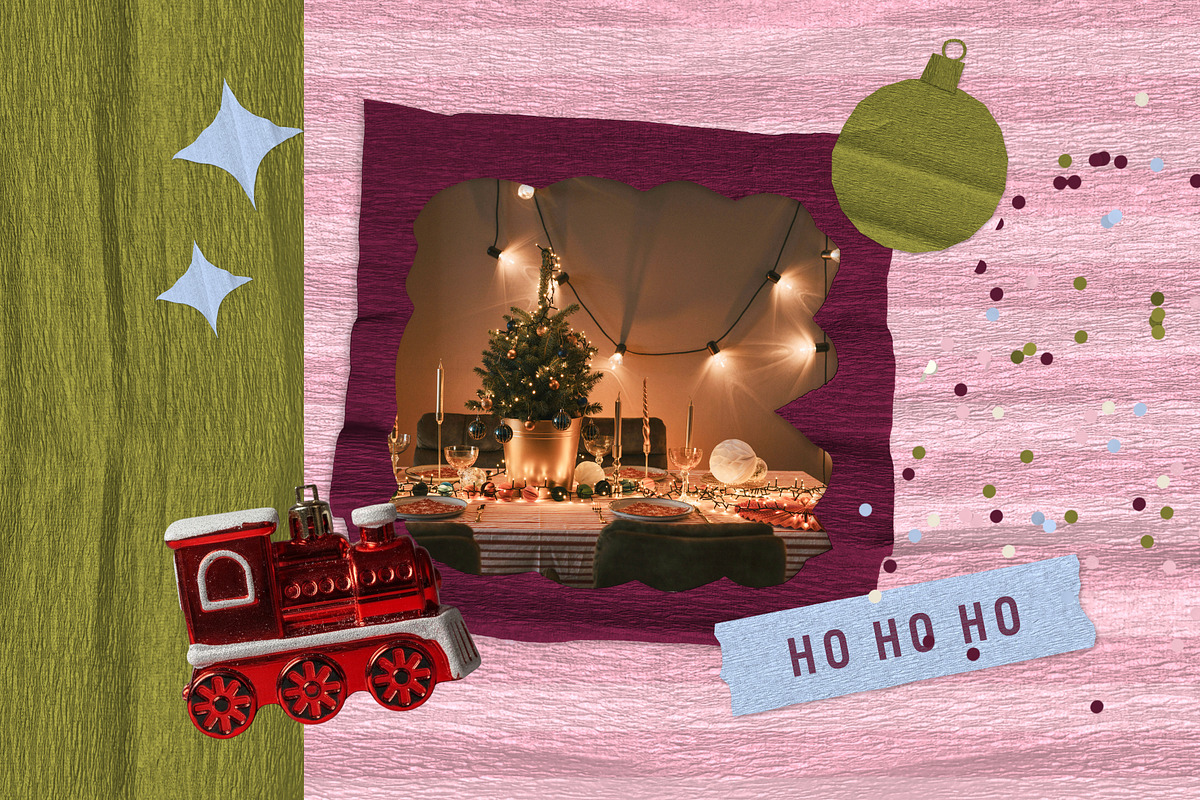 Crepe Paper Christmas Collage Kit, an Object Graphic by Anzhelika (Photo 4 of 11)