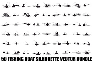 50 Fishing Boat Silhouette Vector, an Illustration by Gaye Art
