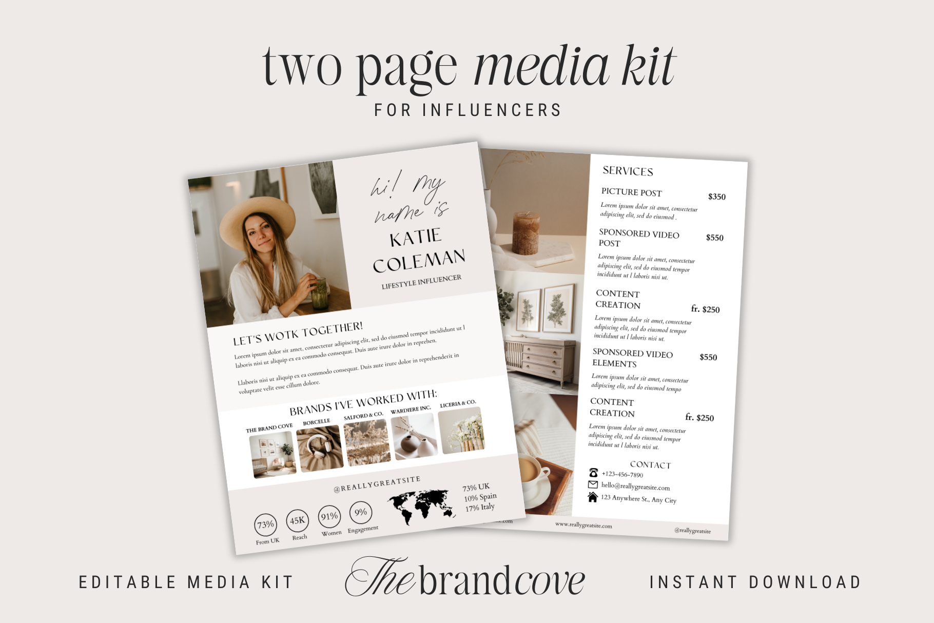 Influencer Media Press Kit by Thebrandcove | Creative Market