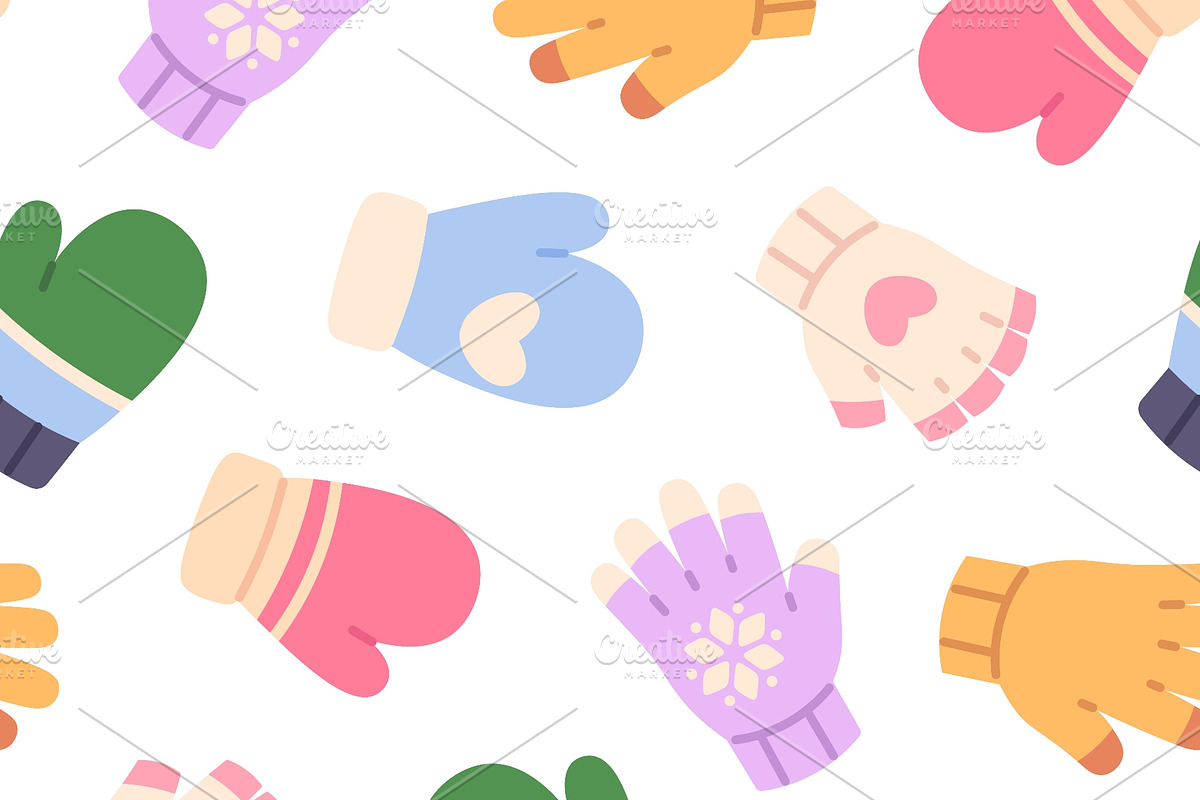 Knit mittens seamless pattern, an Object Illustration by LadadikArt (Photo 2 of 3)