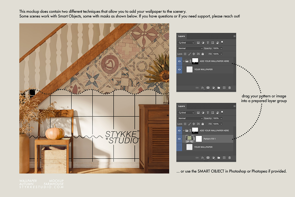 Autumn Farmhouse | WALLPAPER MOCKUP, a Household Mockup by Stykke Studio (Photo 6 of 22)
