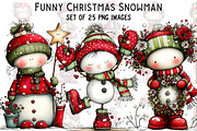 Funny Christmas Snowman Clipart, an Illustration by Craft Nest (Thumbnail 1 of 7)
