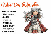 Vintage Christmas Woman PNG Clipart, a Seasonal Illustration by CreationArt (Thumbnail 5 of 7)