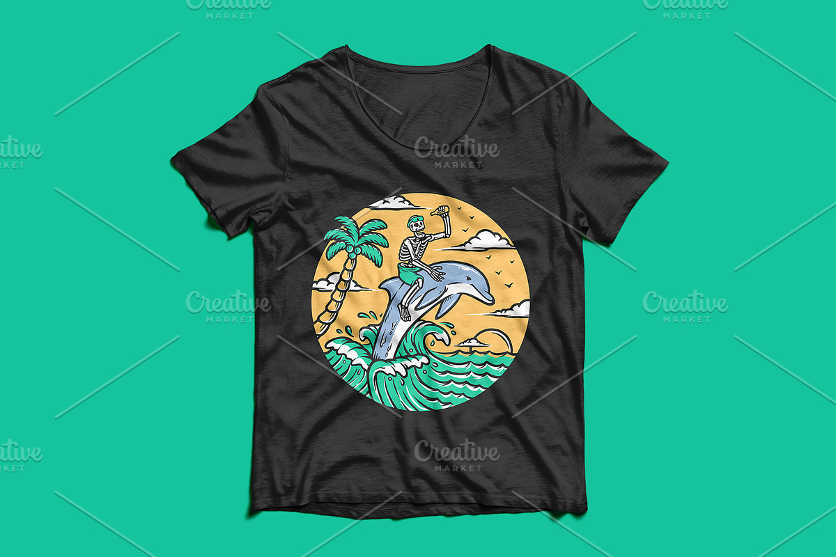 explore the ocean with dolphin, an Animal Illustration by gunaonedesign (Photo 3 of 5)