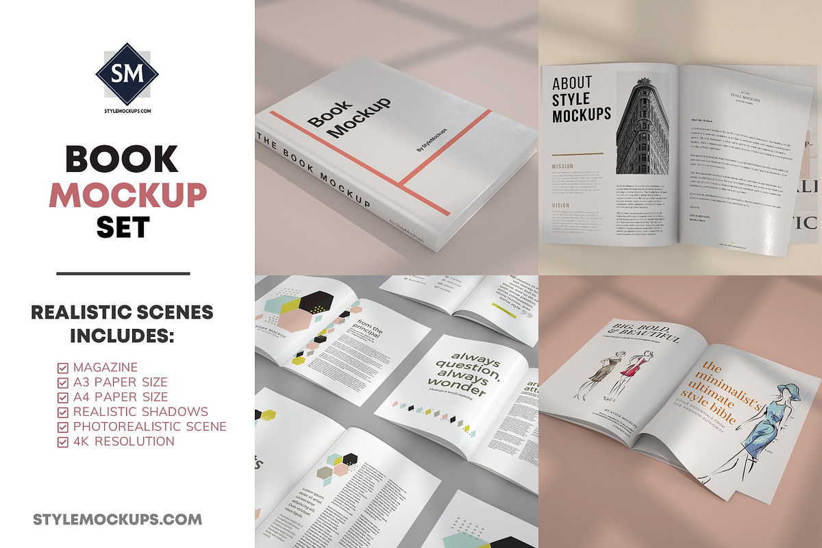 Book Mockup Set, a Print Template by StyleMockups (Photo 1 of 10)