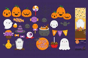 Doodle Halloween Items Clipart