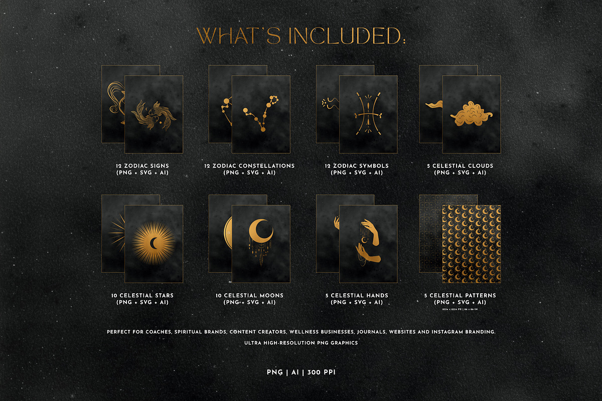 Gold Celestial Graphics Astrology, an Object Graphic by Under My Cozy Roof (Photo 3 of 16)