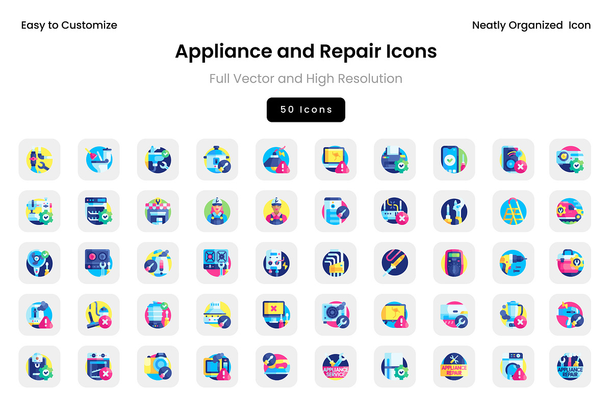 Appliance and Repair Icons, a Solid Icon by Wencory (Photo 1 of 2)