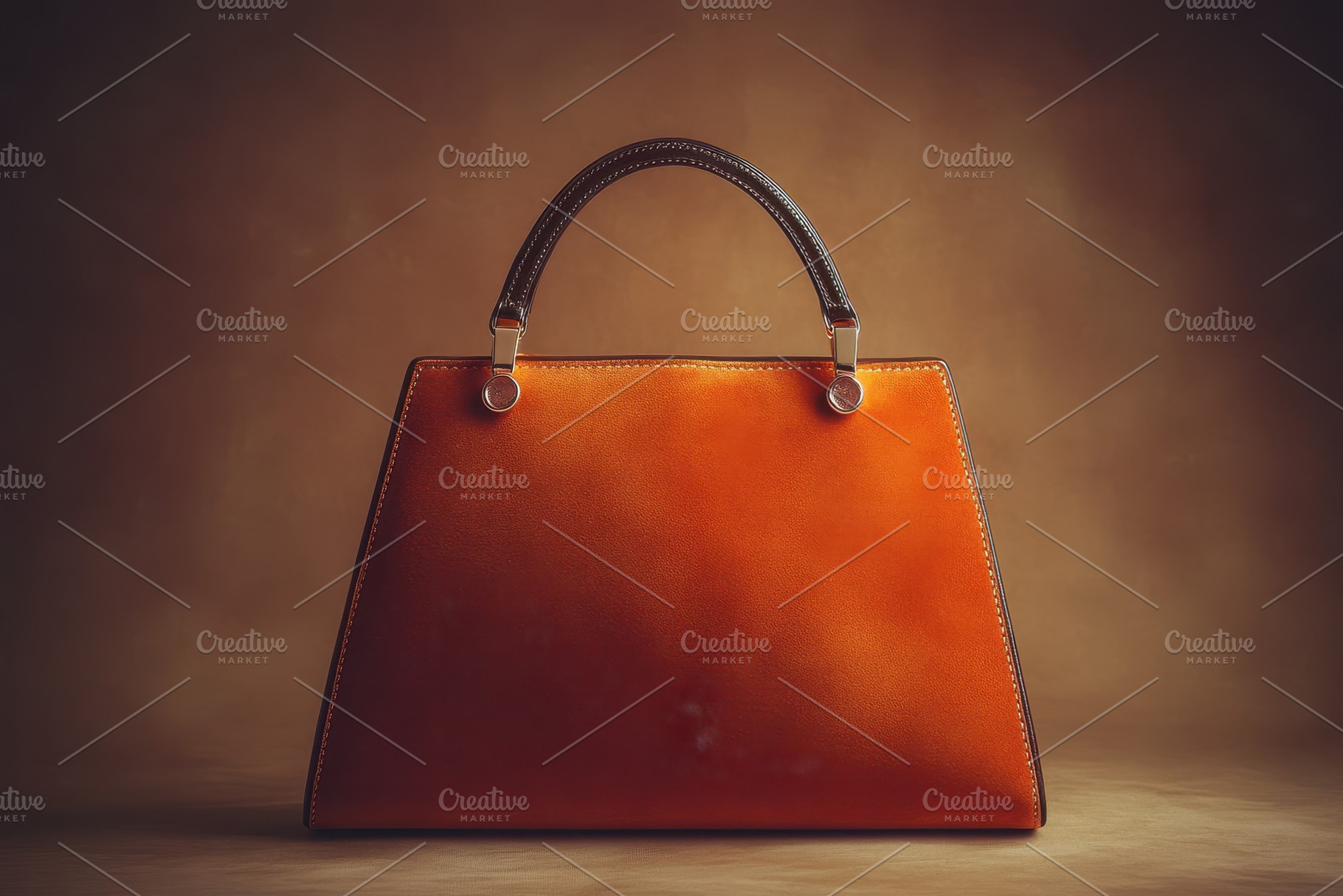 Elegant orange handbag display, a Photo by Pavel_design