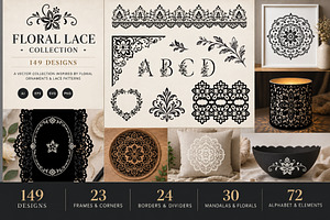 Floral Lace Frames & Ornament Bundle